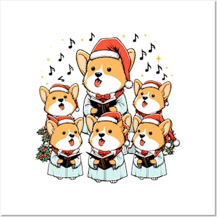 Corgi Carolers Christmas Singing Dog Choir Robes Posters and Art